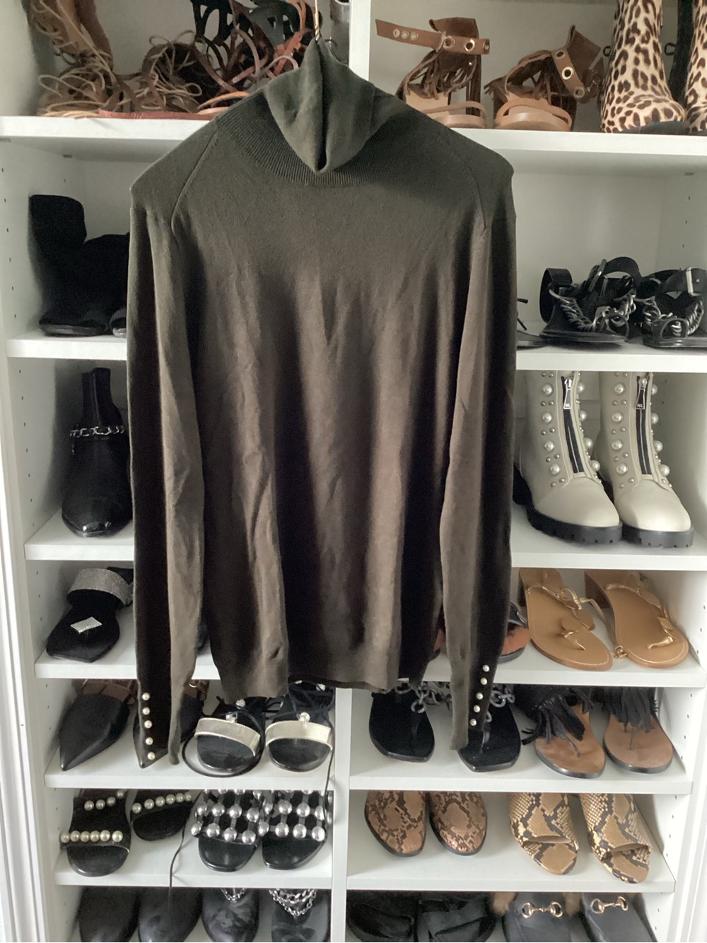 Zara Olive Green Women's Turtleneck Top